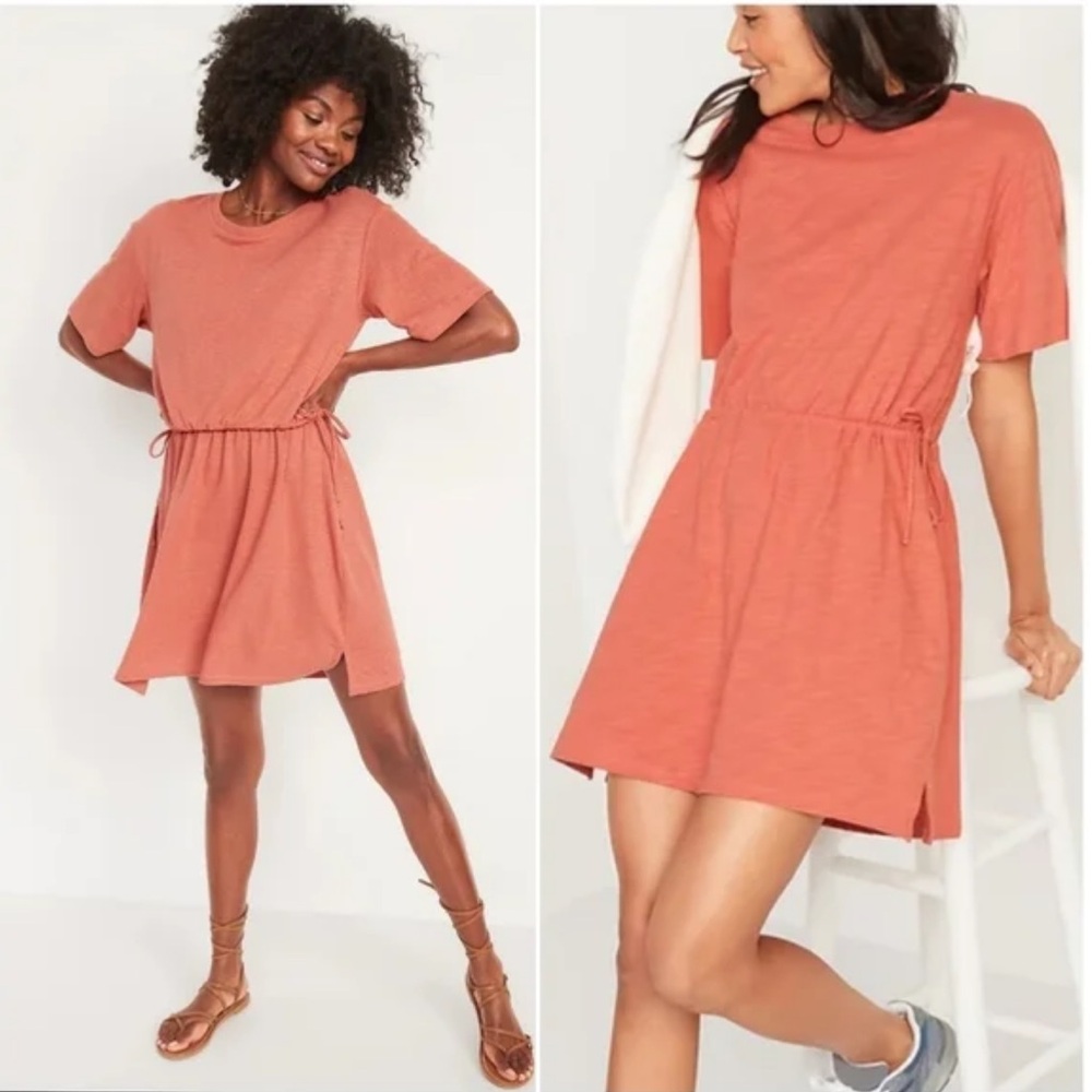 Old Navy Women's Waist-Defined Short-Sleeve Linen-Blend Mini Dress - NWOT